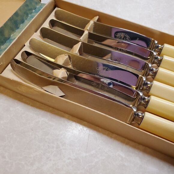 Jernbolaget Eskilstuna Beige Handle Rostfri Dessert Knives Set Of Six (6) - Picture 2 of 12